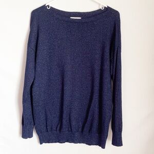 LC Lauren Conrad Navy Sparkly Crewneck Sweater M